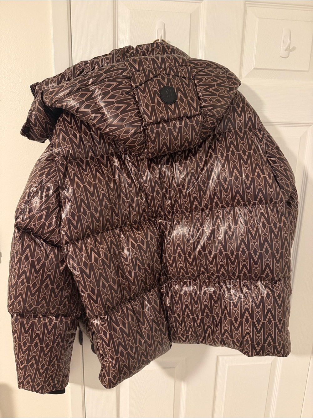 100% Authentic Mackage Brown Monogram Puffer Jacket with Hood - Picture 7 of 14
